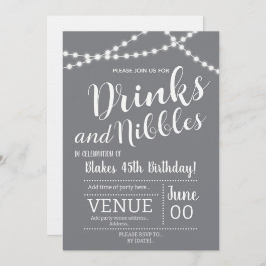 Drinks and Nibbles Invitation Einladung (Vorne/Hinten)