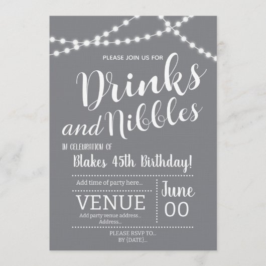 Drinks and Nibbles Invitation Einladung (Vorderseite)