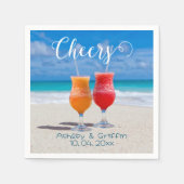 Drinks auf Beach Bon Voyage NewWeds Serviette (Vorderseite)