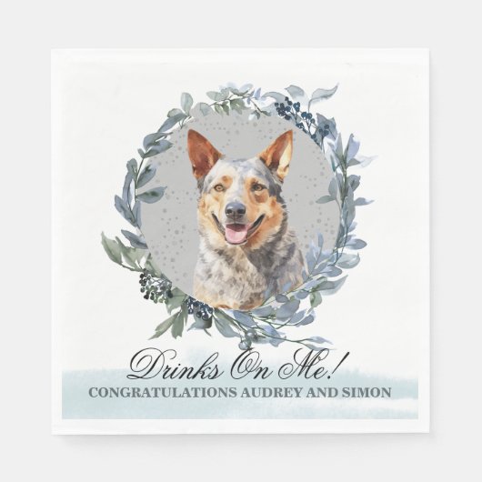 Drinks auf Me Australian Cattle Dog Wedding Serviette (Vorderseite)