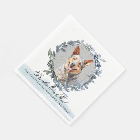 Drinks auf Me Australian Cattle Dog Wedding Serviette (Ecke)