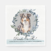 Drinks auf Me Australian Shepherd Pet Wedding Serviette (Vorderseite)