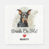 Drinks auf Me Doberman Pinscher Wedding Serviette (Vorderseite)