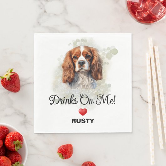 Drinks auf Me King Charles Spaniel Wedding Serviette (Beispiel)