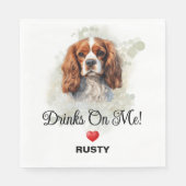 Drinks auf Me King Charles Spaniel Wedding Serviette (Vorderseite)
