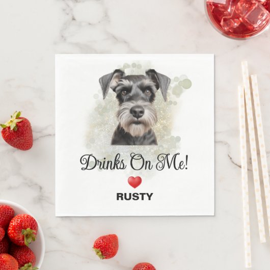 Drinks auf Me Miniature Schnauzer Hochzeit Serviette (Beispiel)