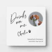 Drinks auf Me Script Custom Foto Fun Wedding Fotoplatte (Vorderseite)
