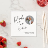 Drinks auf Me Script Custom Foto Fun Wedding Serviette (Beispiel)