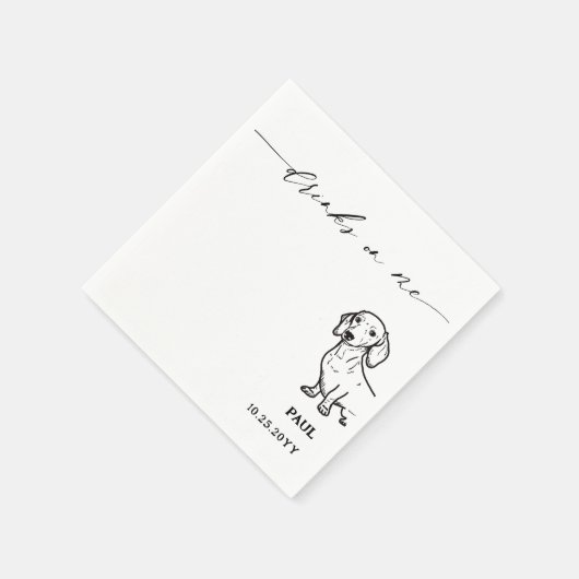 Drinks auf Me Script Dackel Dackel Hunde Hochzeit Serviette (Ecke)