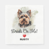 Drinks auf Me Yorkshire Terrier Wedding Serviette (Vorderseite)