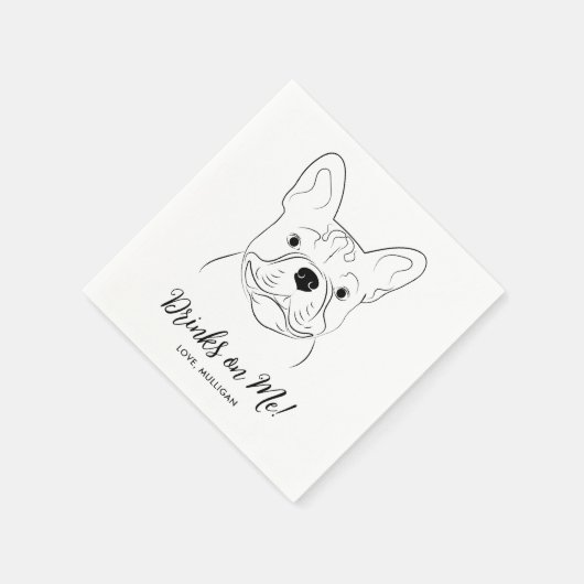 Drinks auf meiner eigenen französischen Bulldog-Ho Serviette (Ecke)