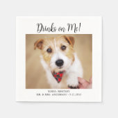 Drinks auf meiner Niedlichen Vorlage Cat Dog Foto  Serviette (Vorderseite)