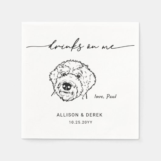 Drinks auf mich Moderne Niedliche Hundeliebhaber H Serviette (Vorderseite)