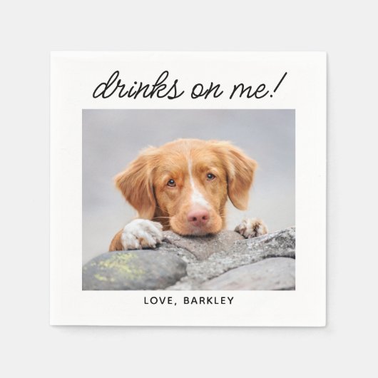 Drinks auf mir einfache Foto Niedlich Spaß Hunde H Serviette (Vorderseite)