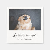 Drinks auf mir Niedlich Fun Foto Moderne Hunde Hoc Serviette (Vorderseite)