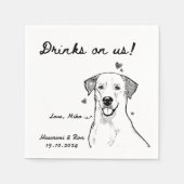 Drinks auf uns Gezeichnet Funny Dog Einfache Hochz Serviette (Vorderseite)