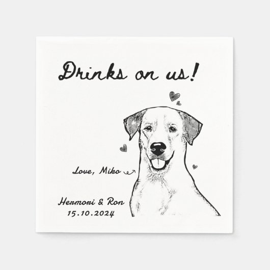 Drinks auf uns Gezeichnet Funny Dog Einfache Hochz Serviette (Vorderseite)