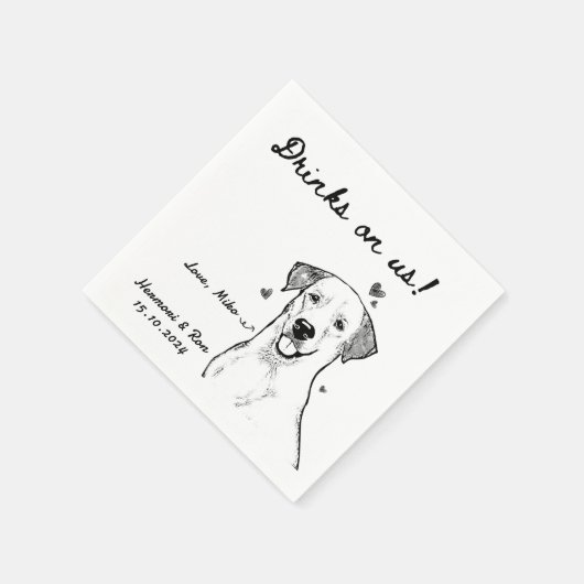 Drinks auf uns Gezeichnet Funny Dog Einfache Hochz Serviette (Ecke)