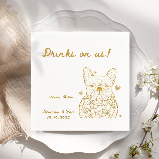 Drinks auf uns Gezeichnet Funny Dog Einfache Hochz Serviette