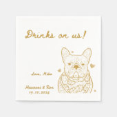 Drinks auf uns Gezeichnet Funny Dog Einfache Hochz Serviette (Vorderseite)