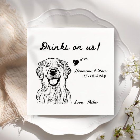 Drinks auf uns Minimalistischen lustigen Hund einf Serviette