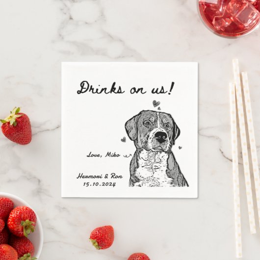 Drinks auf unserem Personalisierten Hund einfache Serviette (Beispiel)