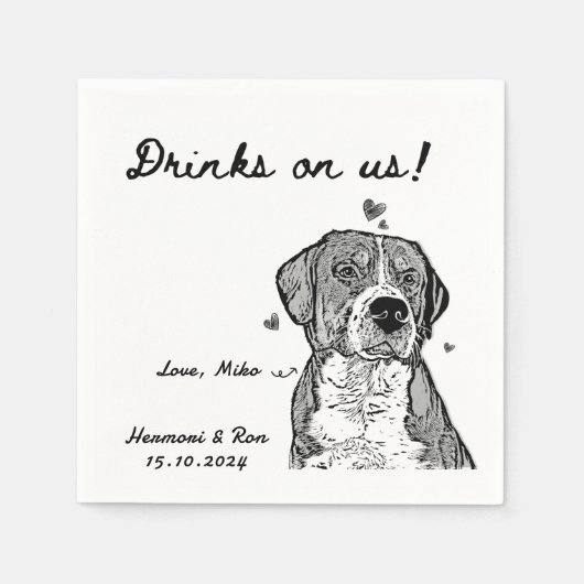 Drinks auf unserem Personalisierten Hund einfache Serviette (Vorderseite)