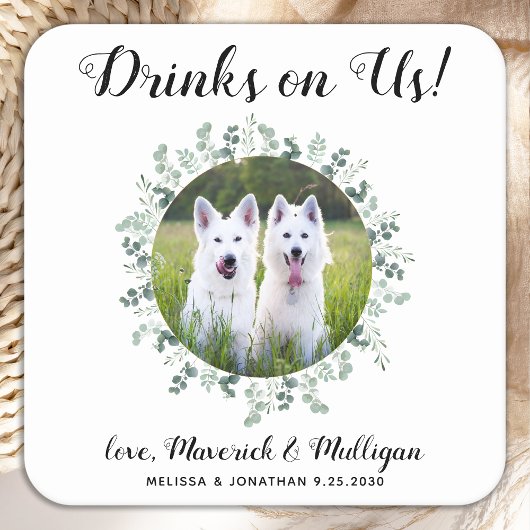 Drinks auf unserer Open Bar Eukalyptus Foto Hausti Rechteckiger Pappuntersetzer