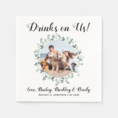 Drinks auf unserer Open Bar Greenery Foto Haustier Serviette (Vorderseite)