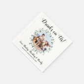 Drinks auf unserer Open Bar Greenery Foto Haustier Serviette (Ecke)