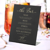 Drinks Bar Elegant Gold Black Wedding Sign Sockelschild
