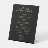 Drinks Bar Elegant Gold Black Wedding Sign Sockelschild (Vorderseite)