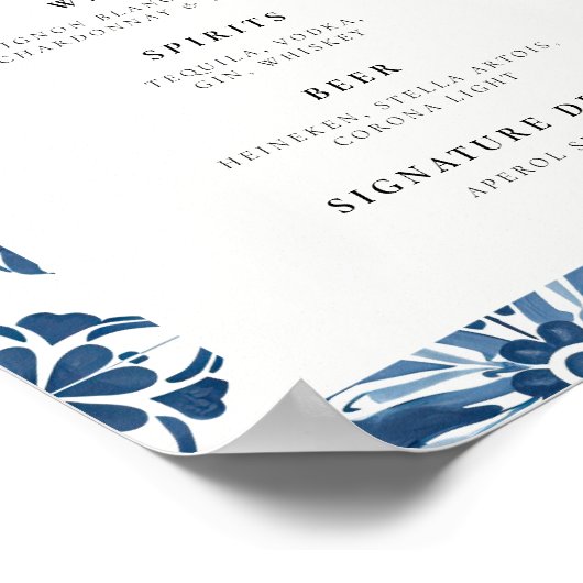 Drinks Bar Lemon Positano Hochzeitszeichen Poster (Ecke)