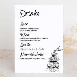 Drinks Bar Menu Modernes Minimalistisches Hochzeit