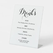 Drinks Bar Menu Schwarz-weiß Wedding Sockelschild (Vorderseite)