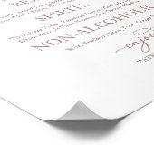 Drinks Bar Rose Gold Script Hochzeitszeichen Poster (Ecke)