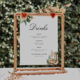 Drinks Bar Stiefel und Bubbly Brautparty-Zeichen Poster