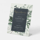 Drinks Cocktail auf der Navy Black Leafy Foliage Sockelschild (Vorderseite)