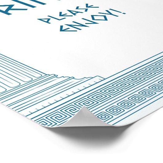 Drinks Ecke Party Schild mit blauem griechischen T (Ecke)