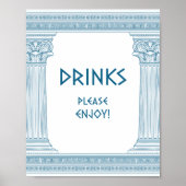 Drinks Ecke Party Schild mit blauem griechischen T (Vorne)