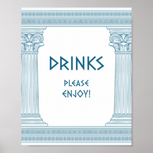 Drinks Ecke Party Schild mit blauem griechischen T (Vorne)