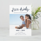 Drinks Foto Beach Hochzeit Save the Date (Stehend Vorderseite)