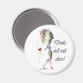 Drinks gut mit anderen, lustige Wine Art Magnet (Vorderseite/Rückseite)