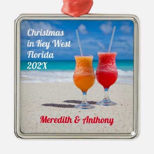 Drinks im Beach Vacation Memory Ornament Aus Metall (Vorne)