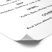 Drinks Menü Hochzeit Schwarz-weiß Poster (Ecke)