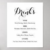 Drinks Menü Hochzeit Schwarz-weiß Poster (Vorne)