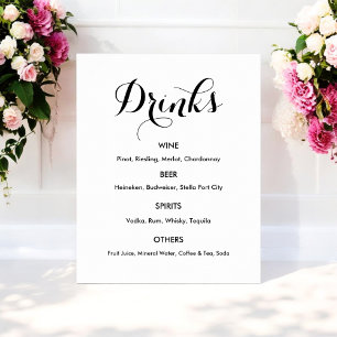 Drinks Menü Hochzeit Schwarz-weiß Poster