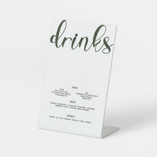 Drinks Menü Künstliches Gras Sockelschild (Vorderseite)