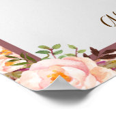 Drinks Menü Rosa Blumenrahmen Bridal Hochzeitszeic Poster (Ecke)