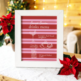 Drinks Menü Secret Santa Cabana rosa Streifen Prep Poster